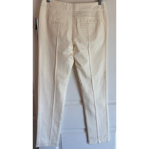 Alfani Ivory Skinny Pants Gold Zip Detail Pleated Front Size 4 NWT - Picture 3 of 8